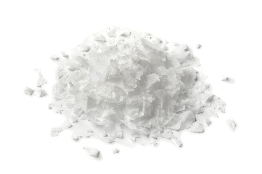 Heap of white salt flakes