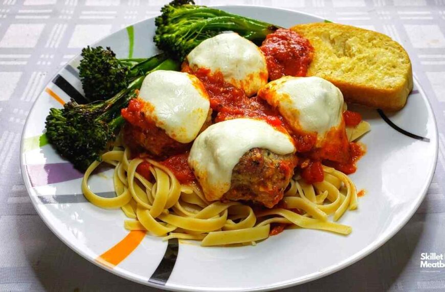 Skillet Meatball Parmesan with Broccoli Rabe