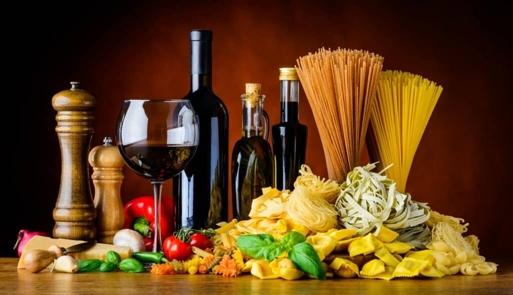 wine pasta Mediterranean diet