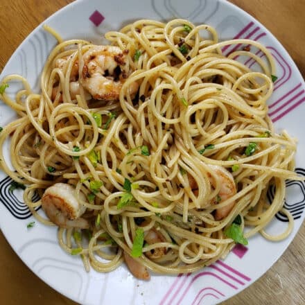 Shrimp Scampi Pasta with Roasted Zucchini