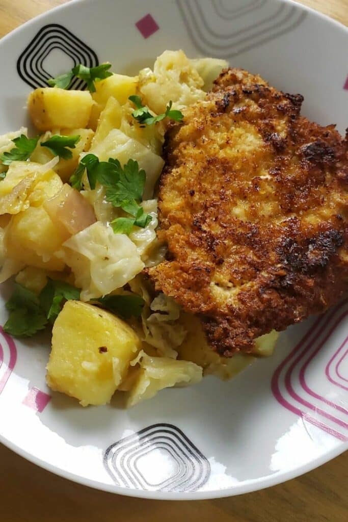 Pork Schnitzel with Warm Cabbage