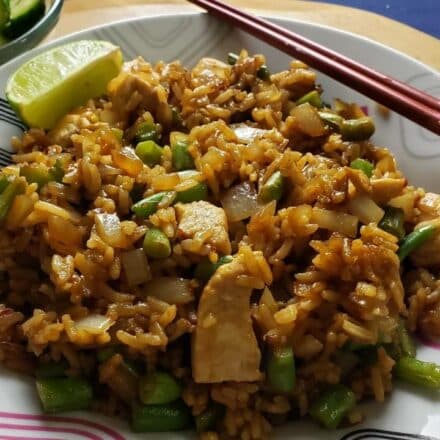 Chicken Fried Rice with Basil & Sweet-Sour Cucumbers
