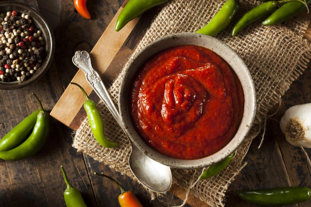 Hot Spicy Red Sriracha Sauce in a Bowl