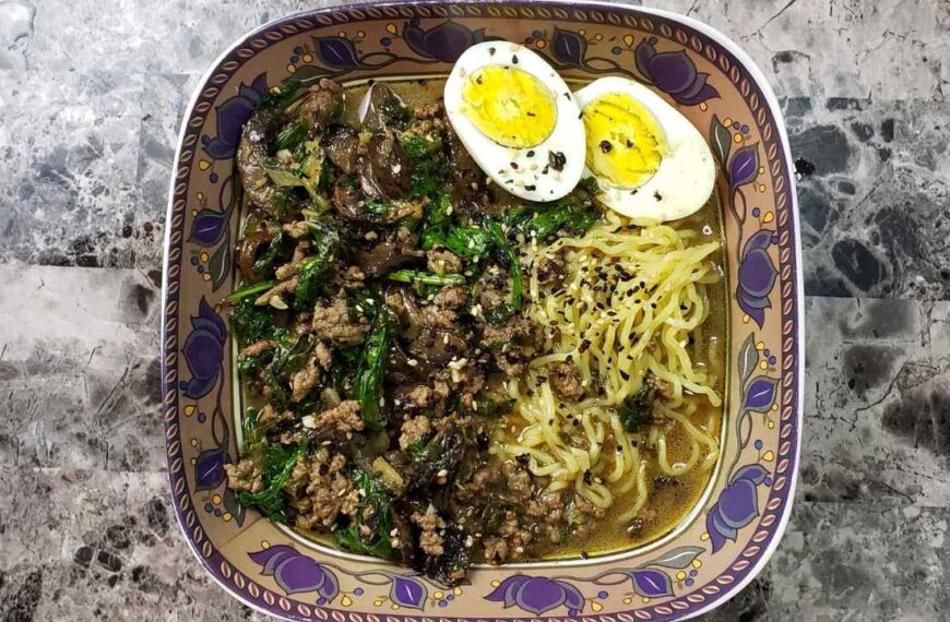 Mushroom & Spinach Miso Ramen soup