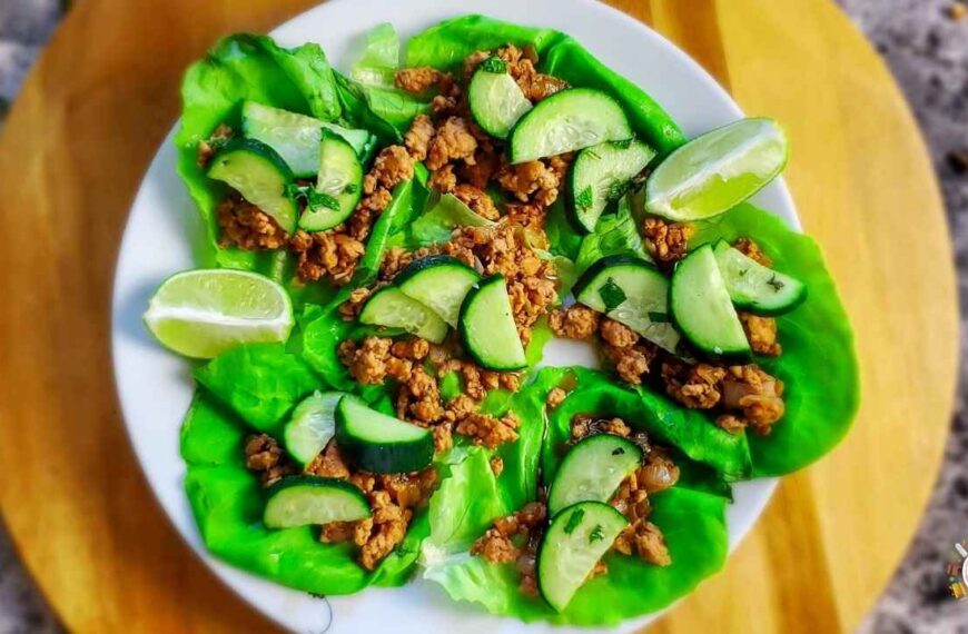Spicy Turkey Lettuce Wraps with Pickled Cucumber Salad